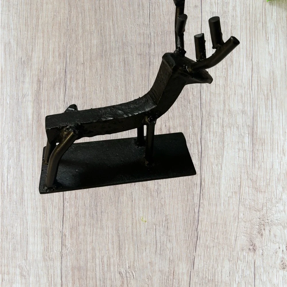 Black Metal Deer Sculpture